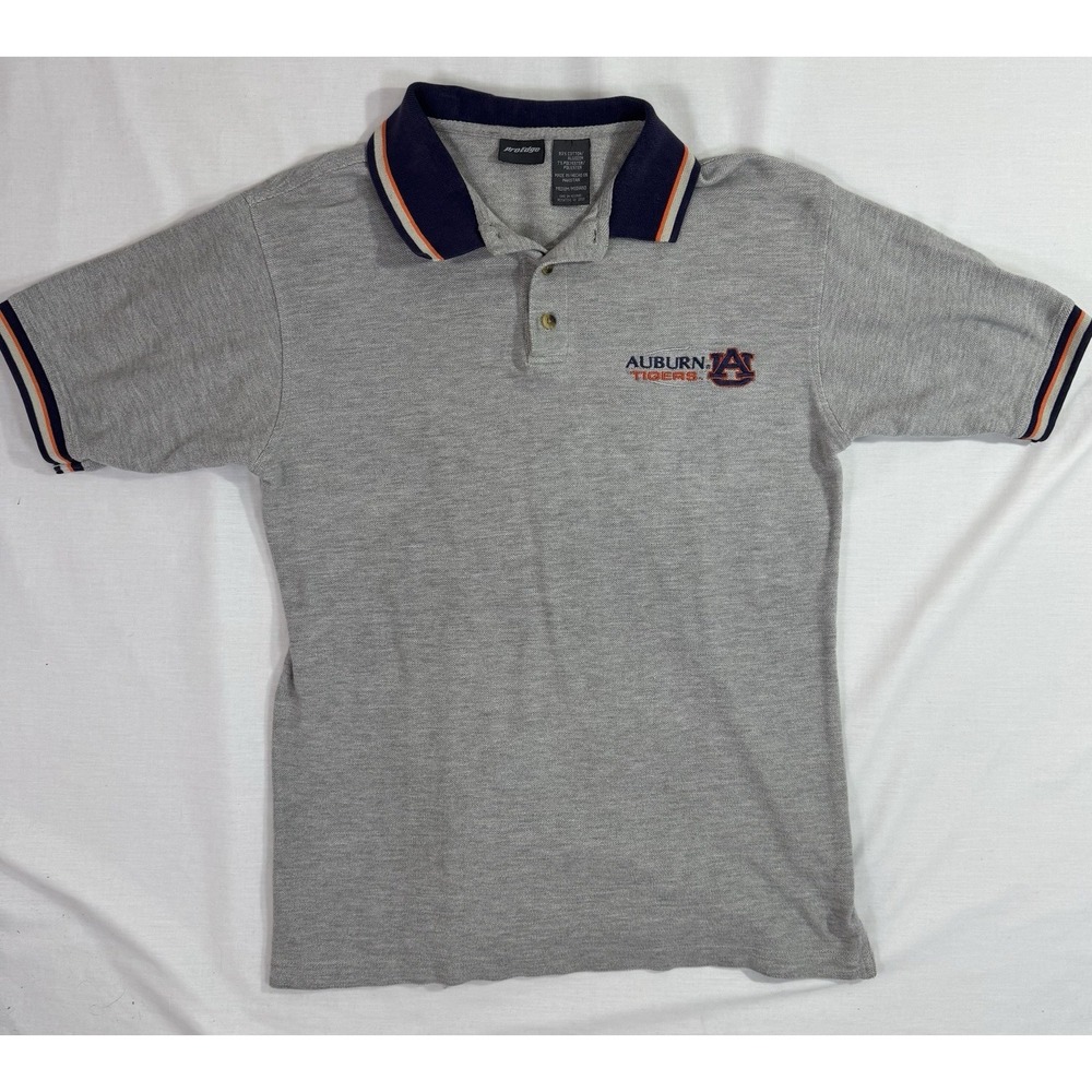 Vintage Auburn Tigers Polo Shirt Adult Medium‎ Gray College Sports Embroider Y2K
